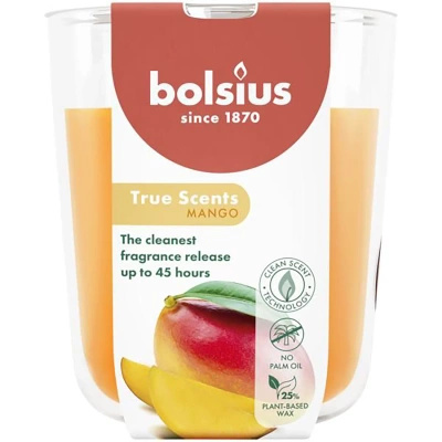 Bolsius True Scents kvapnioji žvakė stiklinėje 97/83 mm kapsulėje - Mango