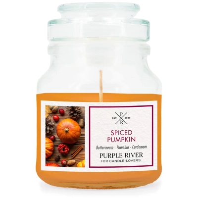 Soy scented candle in glass Spiced Pumpkin Purple River 113 g