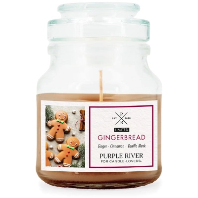 Christmas soy scented candle in glass gingerbread Gingerbread Purple River 113 g