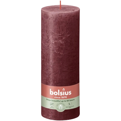 Bolsius bougeoir rustique en forme de tronc Rustic Shine 190/68 mm 19 cm - Rouge velours