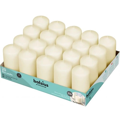 Bolsius set di 20 candele tronco non profumate 10 cm 100/48 mm - Crema