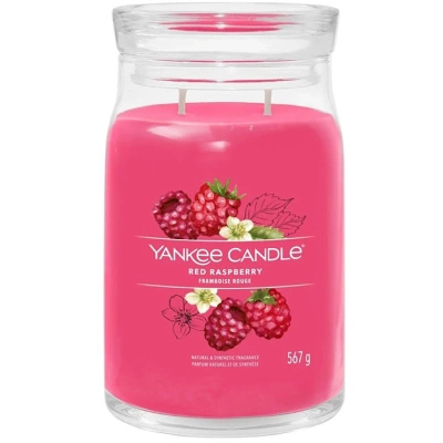 Yankee Candle Signature duża malinowa świeca zapachowa w szklanym słoju 567 g - Red Raspberry