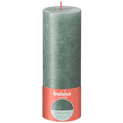 Bolsius Rustic Shimmer pillar solid unscented candle metallic 19 cm 190/68 mm - Oxid Blue