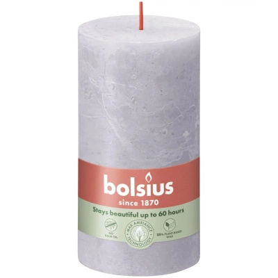 Bolsius rustic trunk candle post Rustic Shine 130/68 mm 13 cm - Matte Frosted Lavender