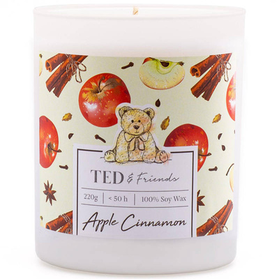 Bougie de soja parfumée en verrea pomme Cannelle - Apple Cinnamon Ted Friends