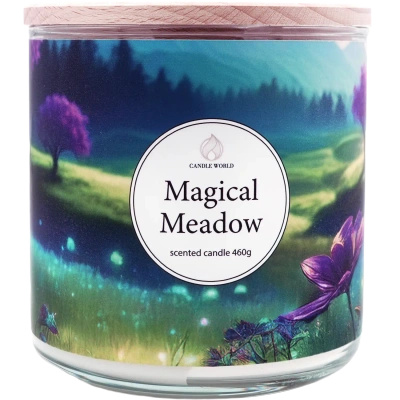 Candle World bougie parfumée au soja 3 mèches Magical Meadow 460 g Violet Musc