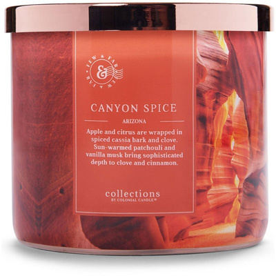 Colonial Candle Travel sojowa świeca zapachowa w szkle 3 knoty 14.5 oz 411 g - Canyon Spice