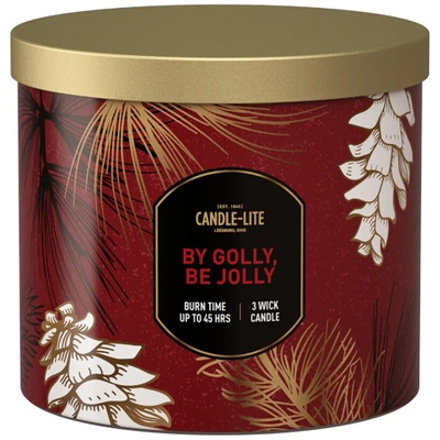 Candela profumata natalizia grande in vetro con tre stoppini By Golly Be Jolly Candle-lite 396 g