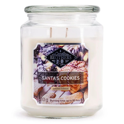 Vela grande de cristal con aroma navideño Santa's Cookies 510 g Candle Brothers