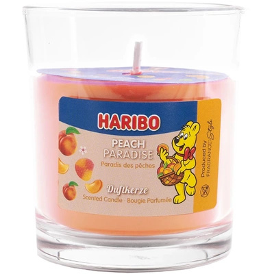 Haribo candela profumata in vetro Peach Paradise caramelle gommose alla pesca 135 g