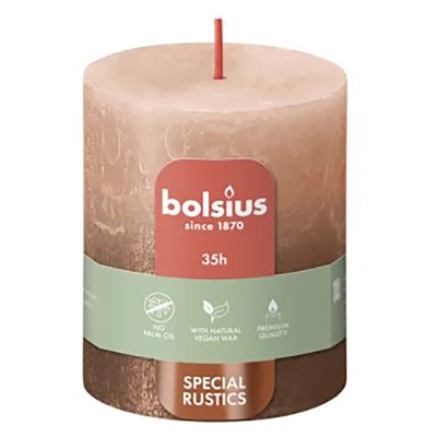 Bolsius Rustic Svíčka Fading Metallic trunk rustic metallized ombre nevonící 8 cm 80/68 mm - Creamy Caramel Copper