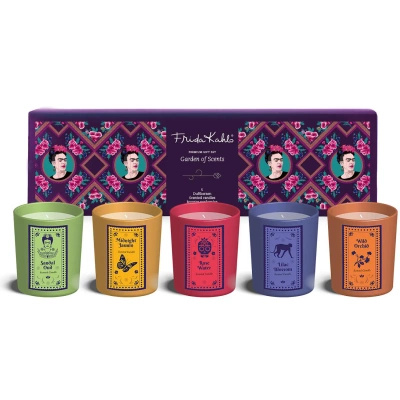 Frida Kahlo cadeauset geurkaarsen Garden of Scents 5 stuks 45 g