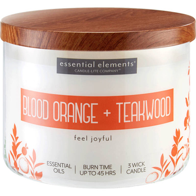 Grande bougie d'aromathérapie parfumée au soja en verre à trois mèches Blood Orange Teakwood Candle-lite 418 g