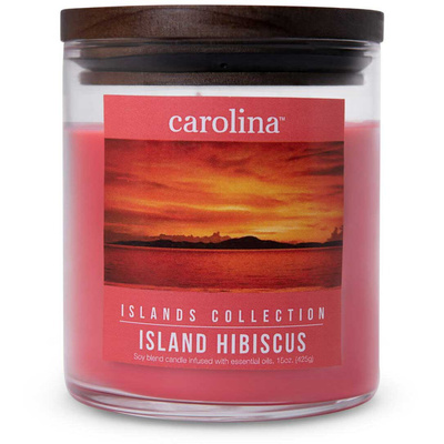 Bougie parfumée de soja en verre aux huiles essentielles 2 mèches Island Hibiscus Colonial Candle 425 g