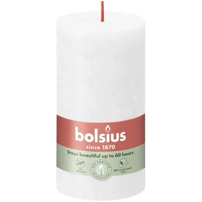 Bolsius candeliere rustico a tronco Rustic Shine 130/68 mm 13 cm - Bianco gelido Bianco nuvoloso