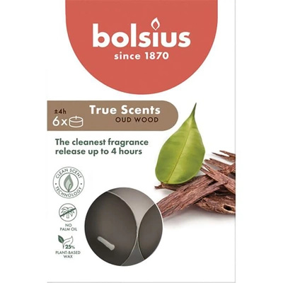 Bolsius True Scents kvapiosios arbatžolės 6 vnt. - Agarmedis Oud Wood