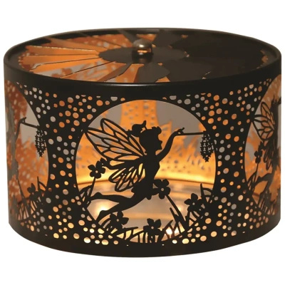 Drehbare Metall Fee Kerze Topper Fairy Schwarz und Gold Woodbridge