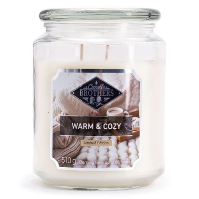 Large winter scented candle in glass Warm Cozy 510 g Candle Brothers
