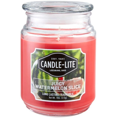 Candela grande profumata all'anguria in vetro Juicy Watermelon Slice Candle-lite 510 g