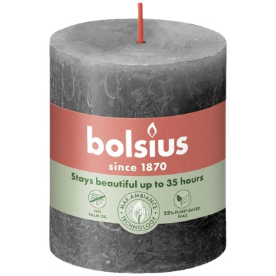 Bolsius bougeoir rustique en forme de tronc Rustic Shine 80/68 mm - Gris orageux