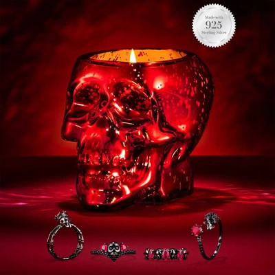 Bougie avec anneau Charmed Aroma parfumée Soja Skull Halloween - Blood Red Plum Skull