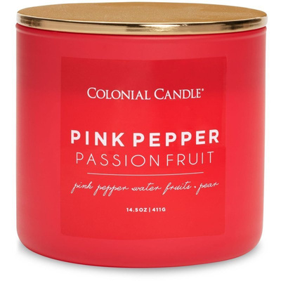 Colonial Candle Pop Of Color geurkaars van sojabonen in glas 3 lonten 14,5 oz 411 g - Pink Pepper Passionfruit