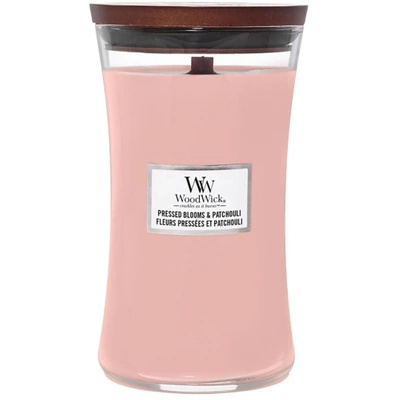 "WoodWick" didelė kvapioji žvakė su medine dagtimi 21,5 oz 610 g - Pressed Blooms & Patchouli