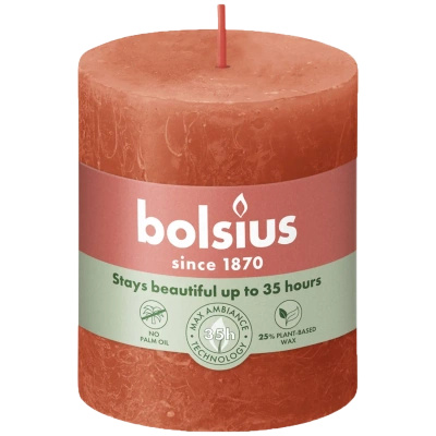 Bolsius rustikální kmenová svíčka Rustic Shine 80/68 mm - zemitá oranžová