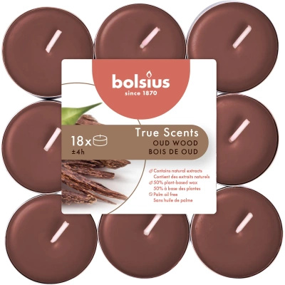 Bolsius True Scents kvapiosios arbatžolės 18 vnt. - Agarmedis Oud Wood