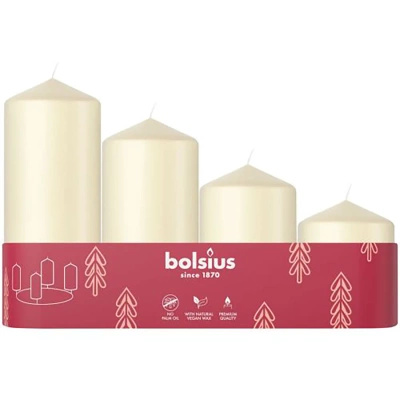 Bolsius coffret de 4 bougies non parfumées de l'Avent - Perle