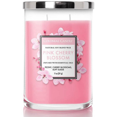 Soja geurkaars met essentiële oliën Pink Cherry Blossom Colonial Candle