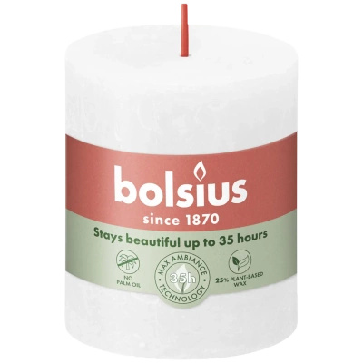 Bolsius bougeoir rustique en forme de tronc d'arbre Rustic Shine 80/68 mm - Blanc givré