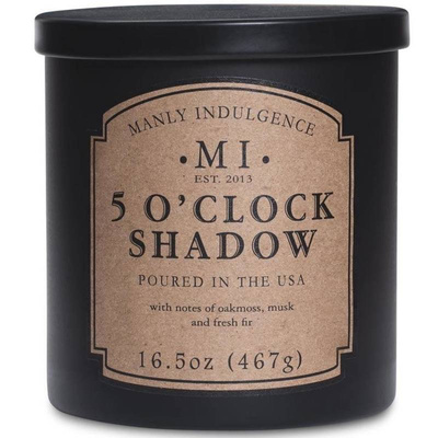 Bougie parfumée au soja pour homme en verre noir avec couvercle 5 o'Clock Shadow Colonial Candle 467 g