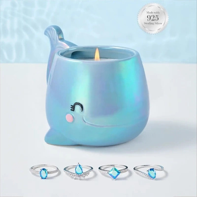 Charmed Aroma candle with jewelry ring 925 silver - Whale