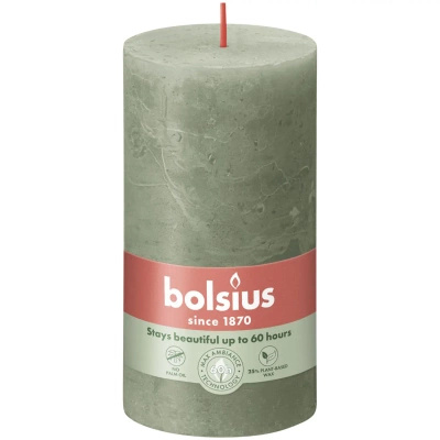 Bolsius kaimiškas bagažinės žvakių postas Rustic Shine 130/68 mm 13 cm - gaivi alyvuogių žalia