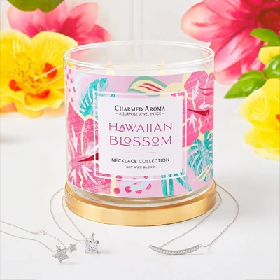 Charmed Aroma świeca z biżuterią 12 oz 340 g Naszyjnik - Hawaiian Blossom