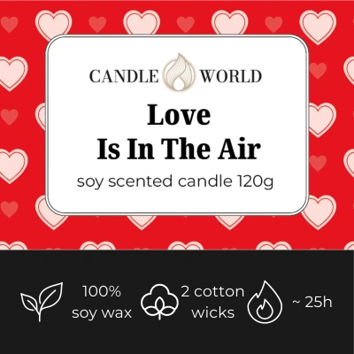 Candle World sójová sviečka s vôňou na Valentína Love is In the Air 120 g