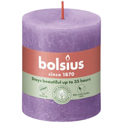 Bolsius Bougie tronc rustique violette Rustic Shine 80/68 mm - Violet vibrant