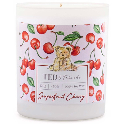 Bougie de soja parfumée en verrea cerise - Superfruit Cherry Ted Friends