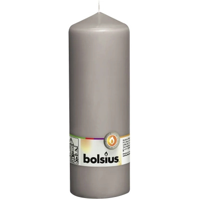 Bolsius solid pillar trunk candle unscented 20 cm 200/68 mm - Warm Gray