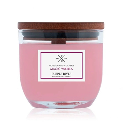 Bougie parfumée en verre avec mèche en bois Magic Vanilla 85 g Purple River