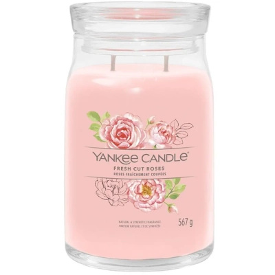 Yankee Candle Signature grote bloemengeurkaars in glazen pot 567 g - Fresh Cut Roses