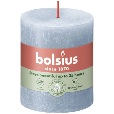 Bolsius trunk solid candle rustic post Rustic Shine 80/68 mm - Blue Sky Blue