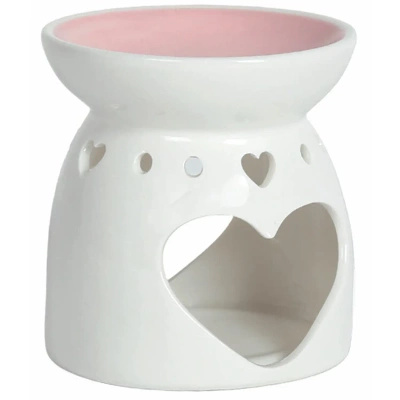 Keramické srdce do voskového krbu růžové Woodbridge Heart Pink 11 cm