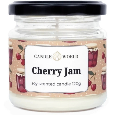 Candle World sojų kvapioji žvakė stiklainyje Cherry Jam 120 g Vyšnia