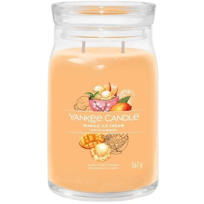 Yankee Candle Signature didelė vaisių kvapo žvakė stikliniame indelyje 567 g - Mango Ice Cream