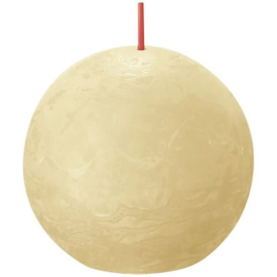 Beige rustic ball candle Bolsius Rustic Shine 76 mm - Oat Beige Oat Beige