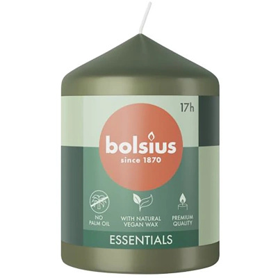 Bolsius solid pillar trunk candle unscented 80/58 mm Essentials - Fresh Olive Green