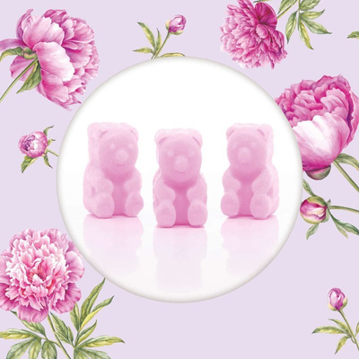 Cire parfumée de soja nounours Pivoine - Pink Peony Ted Friends