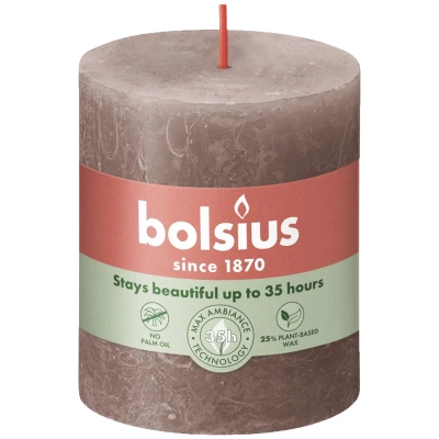 Bolsius rustikální kmenová svíčka Rustic Shine 80/68 mm - Taupe